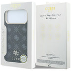 Guess Peony 4G Small Logo MagSafe dėklas iPhone 17 Pro / 18 Pro - Juodas -- iPhone 17 Pro / iPhone 18 Pro