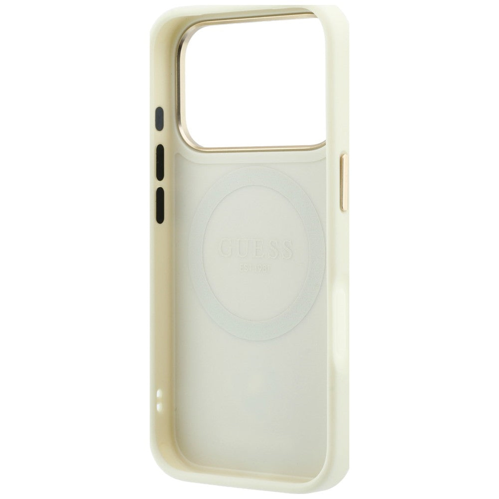 Guess Peony 4G Small Logo MagSafe dėklas iPhone 17 Pro Max / 18 Pro Max - Smėlio -- iPhone 17 Pro Max / iPhone 18 Pro Max