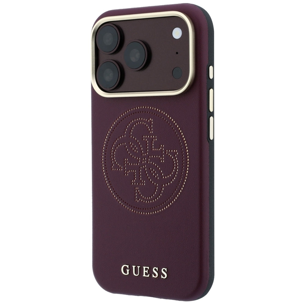 Guess Perforated 4G Aukso Logo Magsafe Dėklas iPhone 18 Pro / 17 Pro - Bordo -- iPhone 18 Pro / iPhone 17 Pro