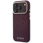 Guess Perforated 4G Aukso Logo Magsafe Dėklas iPhone 18 Pro / 17 Pro - Bordo -- iPhone 18 Pro / iPhone 17 Pro