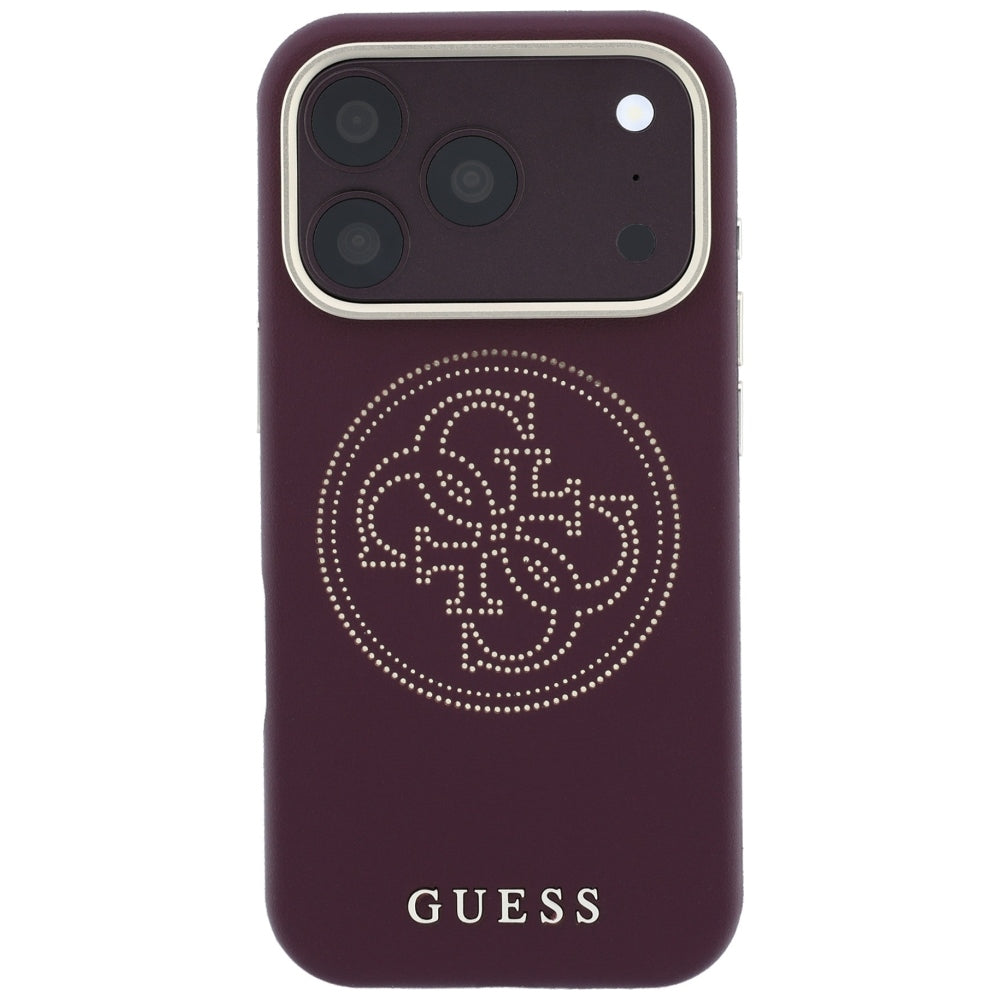 Guess Perforated 4G Aukso Logo Magsafe Dėklas iPhone 18 Pro / 17 Pro - Bordo -- iPhone 18 Pro / iPhone 17 Pro