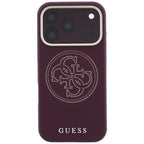 Guess Perforated 4G Aukso Logo Magsafe Dėklas iPhone 18 Pro / 17 Pro - Bordo -- iPhone 18 Pro / iPhone 17 Pro
