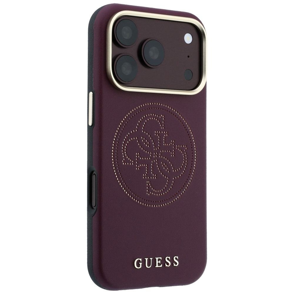 Guess Perforated 4G Aukso Logo Magsafe Dėklas iPhone 18 Pro / 17 Pro - Bordo -- iPhone 18 Pro / iPhone 17 Pro
