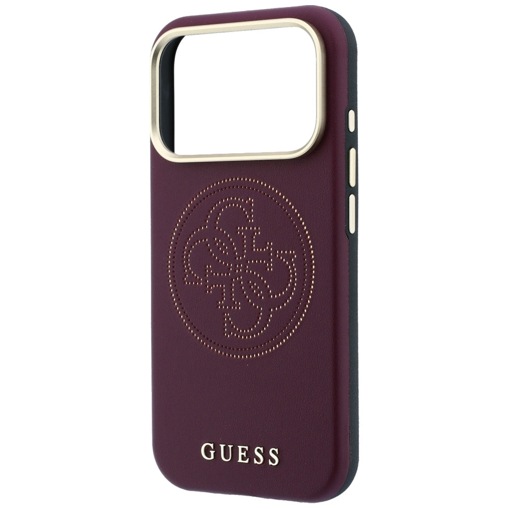 Guess Perforated 4G Aukso Logo Magsafe Dėklas iPhone 18 Pro / 17 Pro - Bordo -- iPhone 18 Pro / iPhone 17 Pro