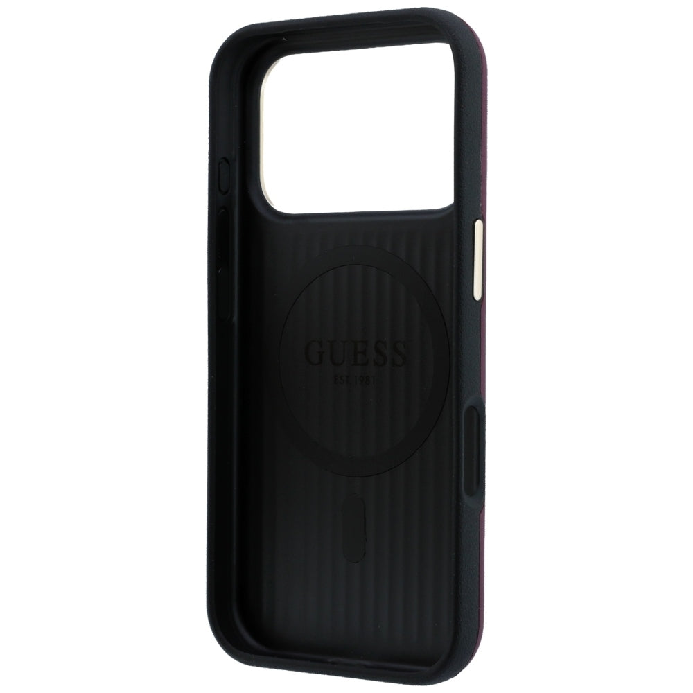 Guess Perforated 4G Aukso Logo Magsafe Dėklas iPhone 18 Pro / 17 Pro - Bordo -- iPhone 18 Pro / iPhone 17 Pro
