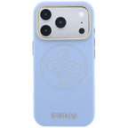 Guess Perforated 4G Aukso Logo Magsafe Dėklas iPhone 18 Pro / 17 Pro - Šviesiai mėlyna -- iPhone 18 Pro / iPhone 17 Pro