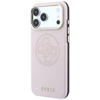 Guess Perforated 4G Gold Logo MagSafe dėklas iPhone 17 Pro Max / 18 Pro Max - Rožinis -- iPhone 17 Pro Max / iPhone 18...