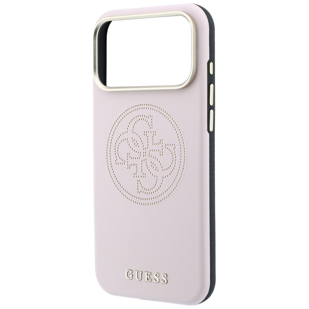 Guess Perforated 4G Gold Logo MagSafe dėklas iPhone 17 Pro Max / 18 Pro Max - Rožinis -- iPhone 17 Pro Max / iPhone 18...