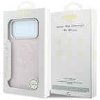 Guess Perforated 4G Gold Logo MagSafe dėklas iPhone 17 Pro Max / 18 Pro Max - Rožinis -- iPhone 17 Pro Max / iPhone 18...
