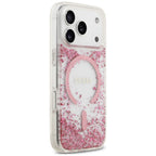 Guess Resin Bottom Glitter MagSafe Dėklas iPhone 18 Pro / 17 Pro - Rožinė -- iPhone 18 Pro / iPhone 17 Pro