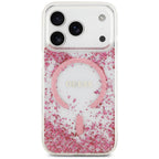 Guess Resin Bottom Glitter MagSafe Case for iPhone 18 Pro Max / 17 Pro Max - Rožinė -- iPhone 18 Pro Max / iPhone 17 Pro Max