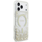 Guess Resin Bottom Glitter MagSafe Case for iPhone 18 Pro Max / 17 Pro Max - Auksinė -- iPhone 18 Pro Max / iPhone 17 Pro Max