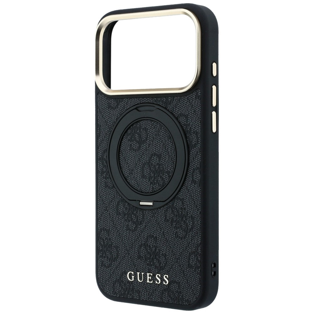 Guess Ring Stand 360 4G Classic Logo MagSafe dėklas iPhone 17 Pro Max / 18 Pro Max - Juodas -- iPhone 17 Pro Max / iPhone...
