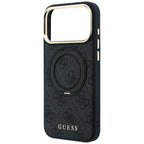 Guess Ring Stand 360 4G Classic Logo MagSafe dėklas iPhone 17 Pro Max / 18 Pro Max - Juodas -- iPhone 17 Pro Max / iPhone...