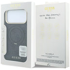 Guess Ring Stand 360 4G Classic Logo MagSafe dėklas iPhone 17 Pro Max / 18 Pro Max - Juodas -- iPhone 17 Pro Max / iPhone...