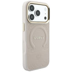 Guess Saffiano Peony & Ring MagSafe dėklas iPhone 17 Pro / 18 Pro - rožinė -- iPhone 17 Pro / iPhone 18 Pro