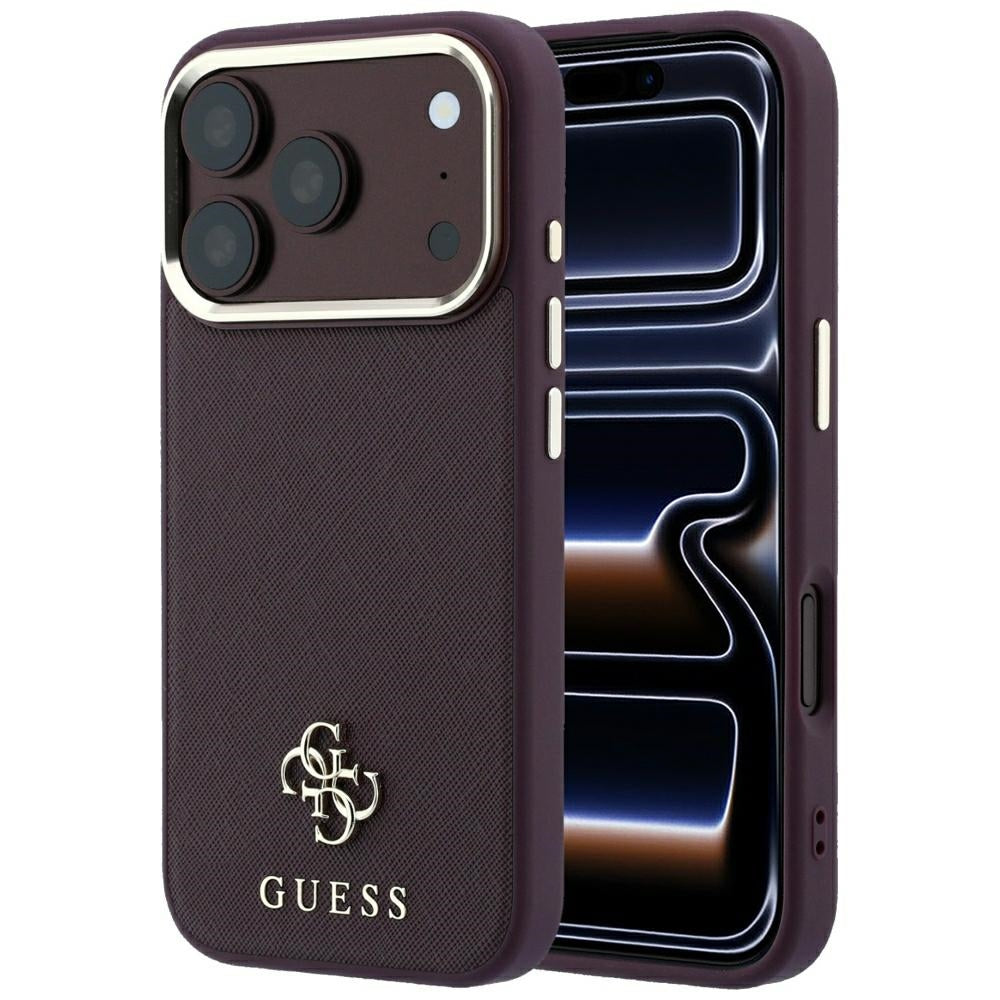 Guess Saffiano Small 4G & Classic Logo MagSafe Case for iPhone 18 Pro / 17 Pro - Vyšnia -- iPhone 18 Pro / iPhone 17 Pro