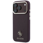 Guess Saffiano Small 4G & Classic Logo MagSafe Case for iPhone 18 Pro / 17 Pro - Vyšnia -- iPhone 18 Pro / iPhone 17 Pro