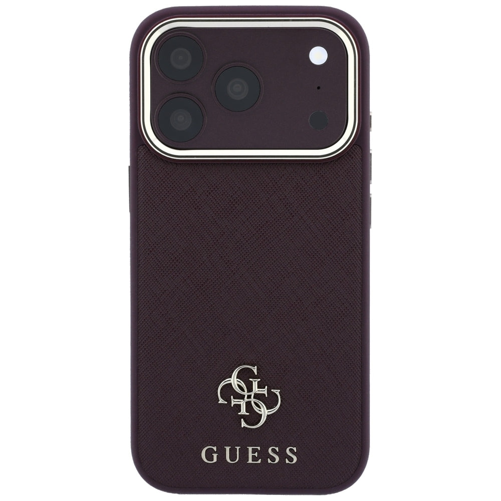 Guess Saffiano Small 4G & Classic Logo MagSafe Case for iPhone 18 Pro / 17 Pro - Vyšnia -- iPhone 18 Pro / iPhone 17 Pro