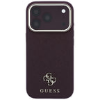 Guess Saffiano Small 4G & Classic Logo MagSafe Case for iPhone 18 Pro / 17 Pro - Vyšnia -- iPhone 18 Pro / iPhone 17 Pro