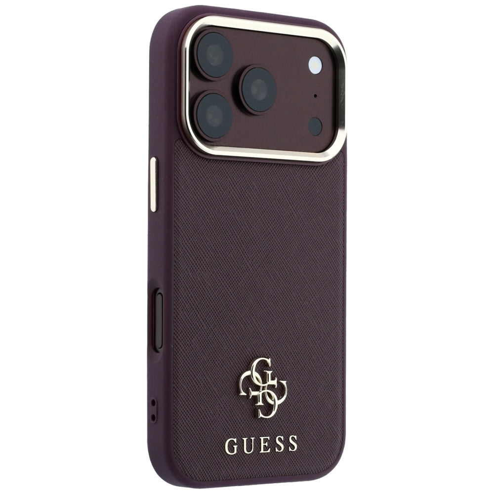 Guess Saffiano Small 4G & Classic Logo MagSafe Case for iPhone 18 Pro / 17 Pro - Vyšnia -- iPhone 18 Pro / iPhone 17 Pro