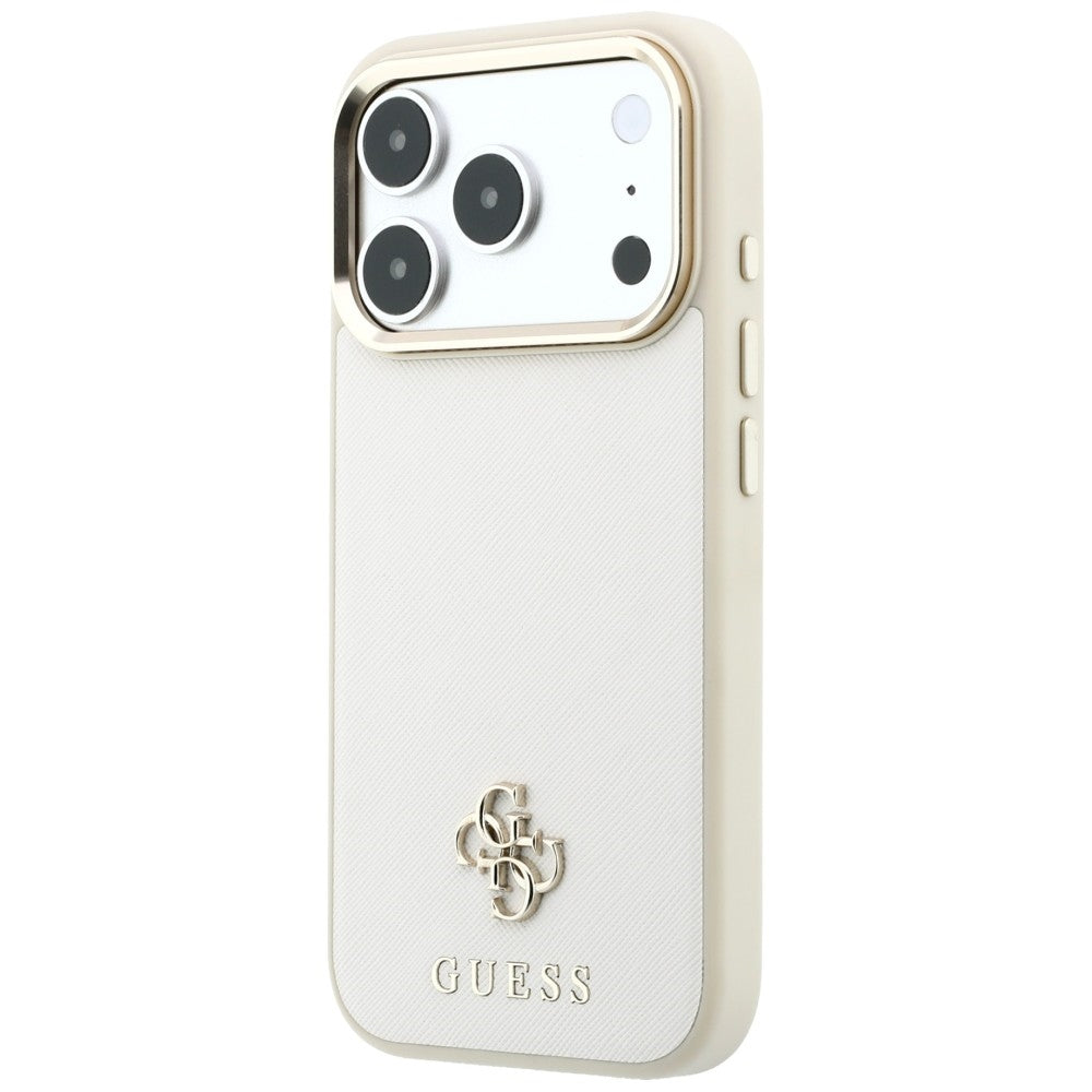 Guess Saffiano Small 4G & Classic Logo MagSafe dėklas iPhone 17 Pro Max / 18 Pro Max - smėlio -- iPhone 17 Pro Max /...
