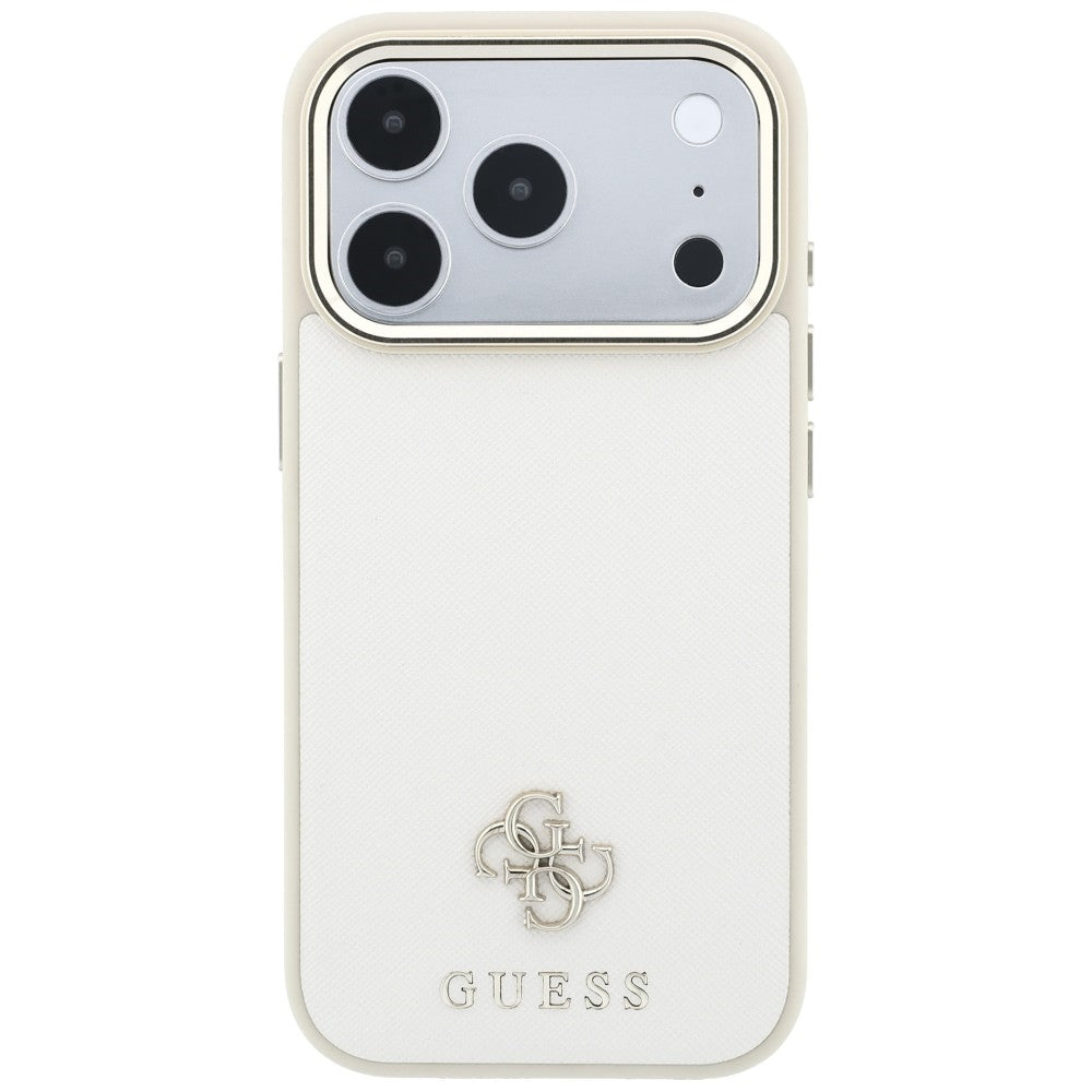 Guess Saffiano Small 4G & Classic Logo MagSafe dėklas iPhone 17 Pro Max / 18 Pro Max - smėlio -- iPhone 17 Pro Max /...