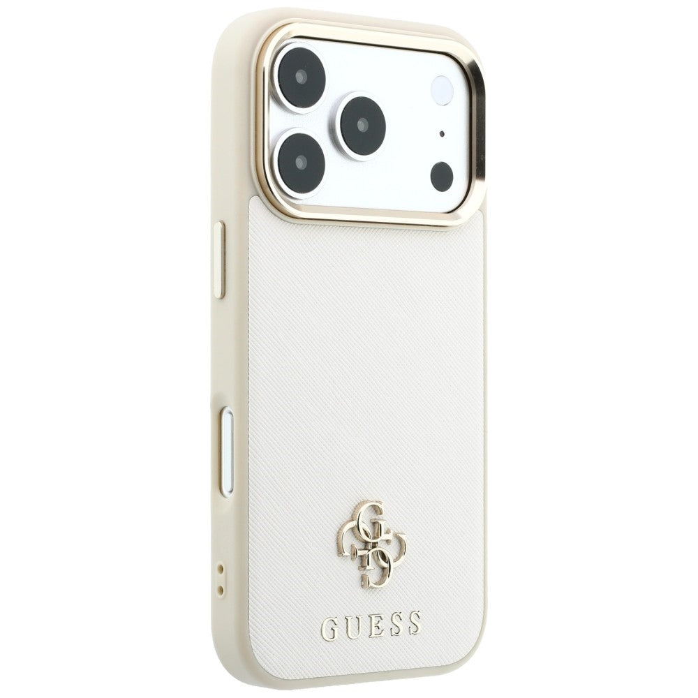 Guess Saffiano Small 4G & Classic Logo MagSafe dėklas iPhone 17 Pro Max / 18 Pro Max - smėlio -- iPhone 17 Pro Max /...