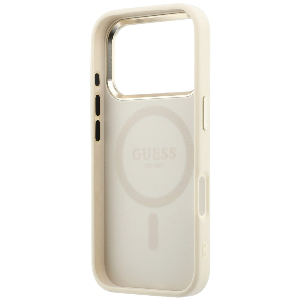 Guess Saffiano Small 4G & Classic Logo MagSafe dėklas iPhone 17 Pro Max / 18 Pro Max - smėlio -- iPhone 17 Pro Max /...