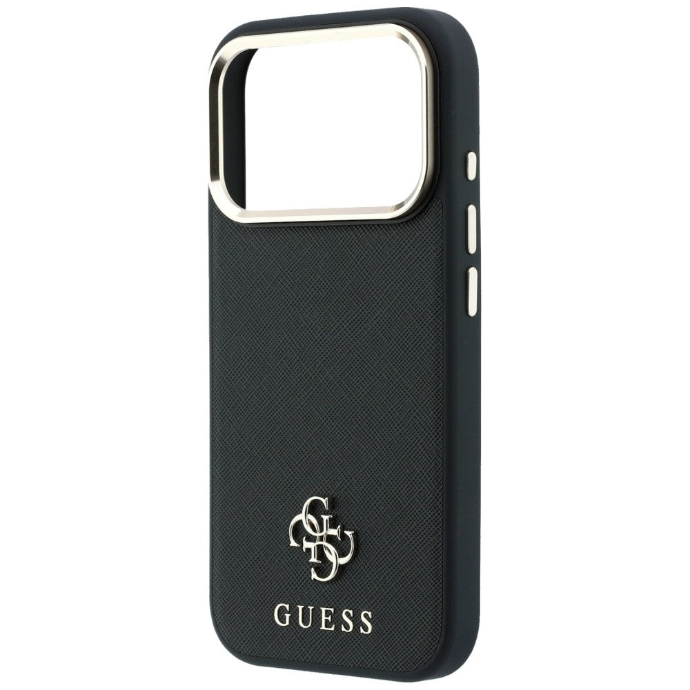 Guess Saffiano Small 4G ir Classic Logo MagSafe dėklas iPhone 17 Pro Max / 18 Pro Max - Juoda -- iPhone 17 Pro Max /...