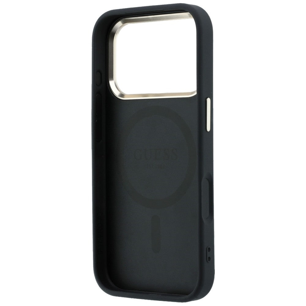 Guess Saffiano Small 4G ir Classic Logo MagSafe dėklas iPhone 17 Pro Max / 18 Pro Max - Juoda -- iPhone 17 Pro Max /...