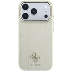Guess Stripe Peony 4G Logo MagSafe Case for iPhone 18 Pro / 17 Pro - Smėlio -- iPhone 18 Pro / iPhone 17 Pro