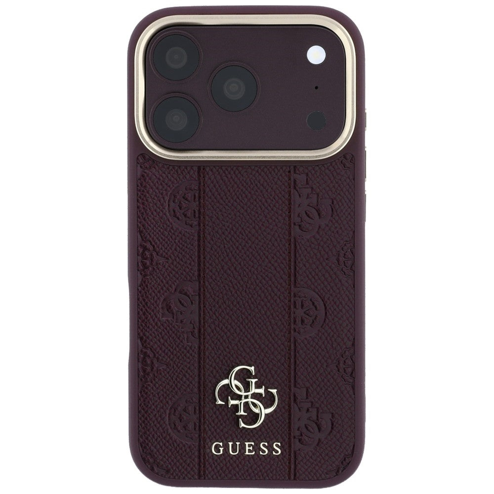 Guess Stripe Peony 4G Logo MagSafe Case for iPhone 18 Pro / 17 Pro - Vyšnia -- iPhone 18 Pro / iPhone 17 Pro