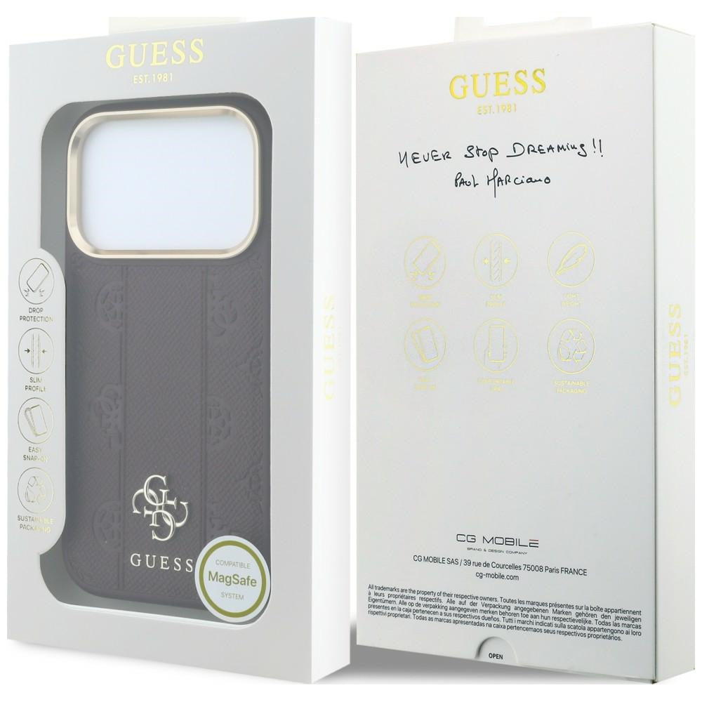 Guess Stripe Peony 4G Logo MagSafe Case for iPhone 18 Pro / 17 Pro - Vyšnia -- iPhone 18 Pro / iPhone 17 Pro