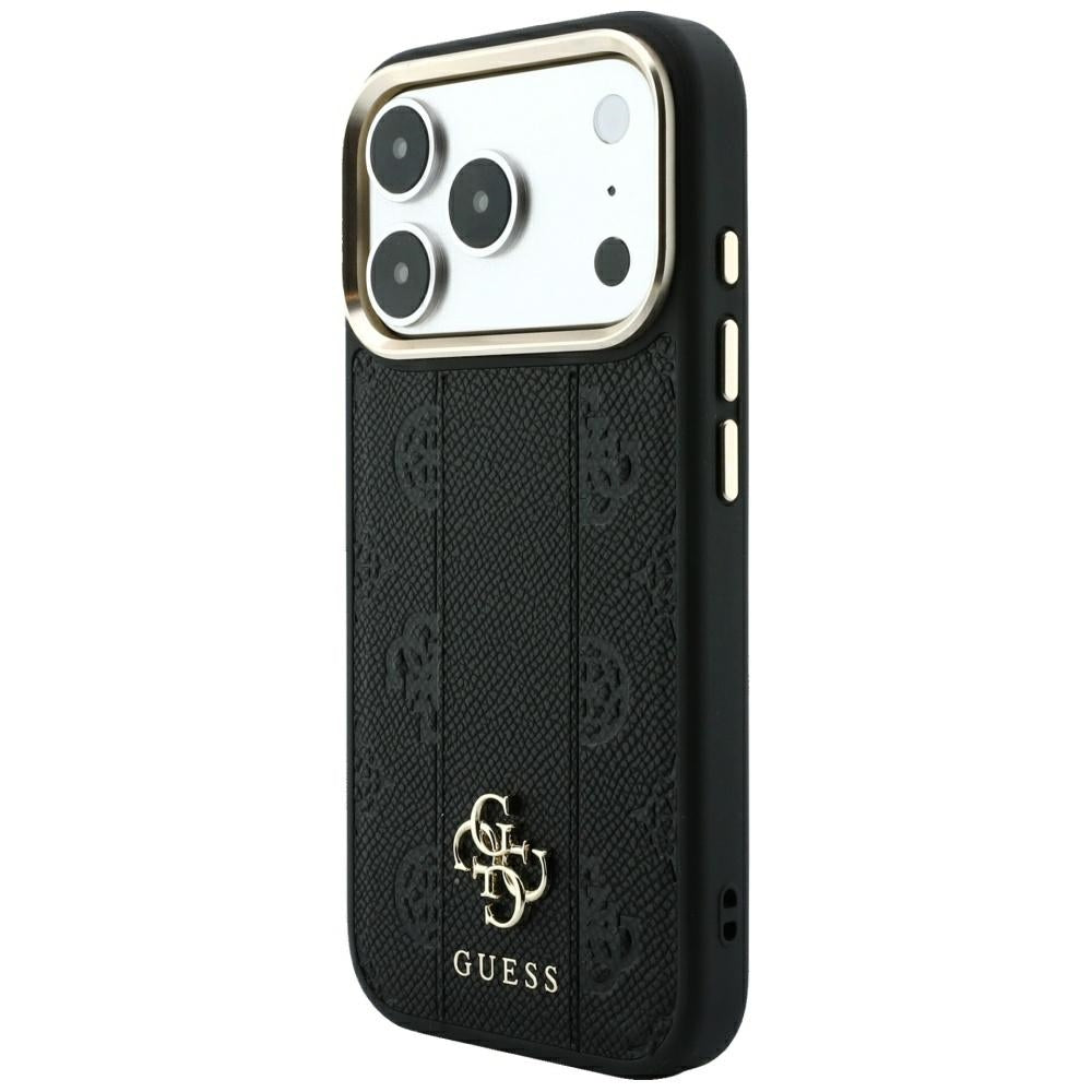 Guess Stripe Peony 4G Logo MagSafe dėklas iPhone 17 Pro / 18 Pro - Juoda -- iPhone 17 Pro / iPhone 18 Pro