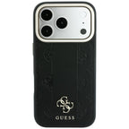 Guess Stripe Peony 4G Logo MagSafe dėklas iPhone 17 Pro / 18 Pro - Juoda -- iPhone 17 Pro / iPhone 18 Pro