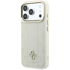 Guess Stripe Peony 4G Logo MagSafe dėklas iPhone 18 Pro Max / 17 Pro Max - Kreminė -- iPhone 18 Pro Max / iPhone 17 Pro Max
