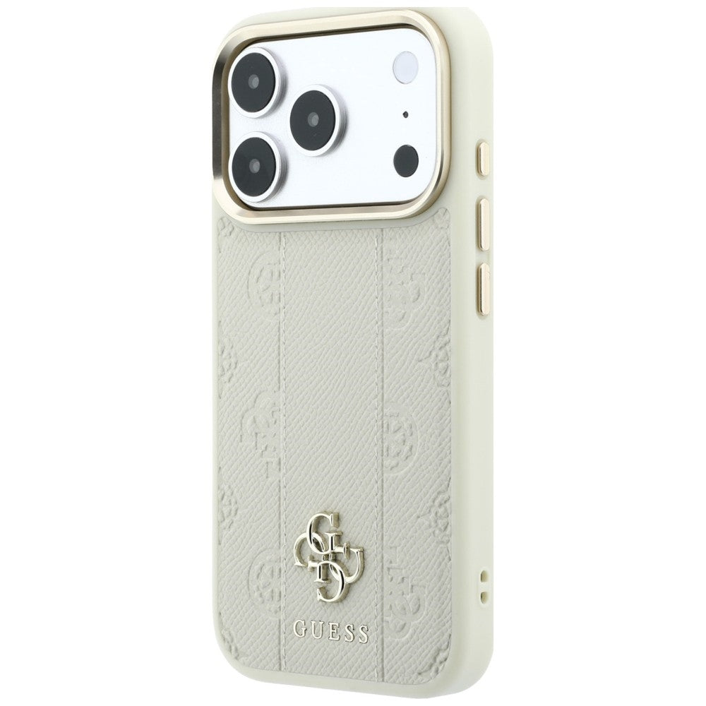 Guess Stripe Peony 4G Logo MagSafe dėklas iPhone 18 Pro Max / 17 Pro Max - Kreminė -- iPhone 18 Pro Max / iPhone 17 Pro Max