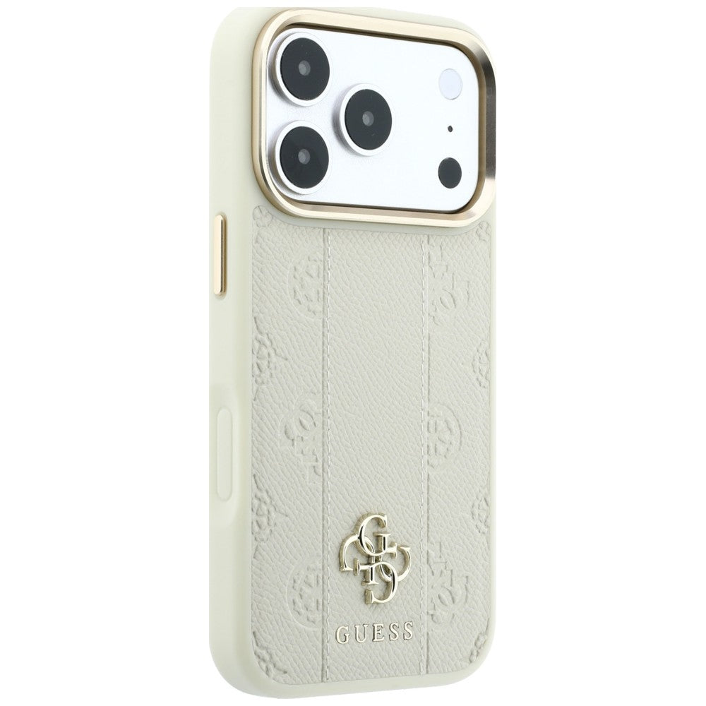 Guess Stripe Peony 4G Logo MagSafe dėklas iPhone 18 Pro Max / 17 Pro Max - Kreminė -- iPhone 18 Pro Max / iPhone 17 Pro Max