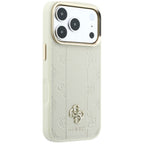 Guess Stripe Peony 4G Logo MagSafe dėklas iPhone 18 Pro Max / 17 Pro Max - Kreminė -- iPhone 18 Pro Max / iPhone 17 Pro Max