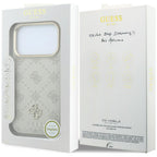 Guess Stripe Peony 4G Logo MagSafe dėklas iPhone 18 Pro Max / 17 Pro Max - Kreminė -- iPhone 18 Pro Max / iPhone 17 Pro Max