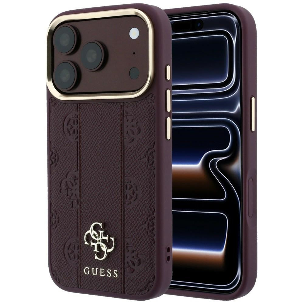 Guess Stripe Peony 4G Logo MagSafe dėklas iPhone 18 Pro Max / 17 Pro Max - Bordo -- iPhone 18 Pro Max / iPhone 17 Pro Max