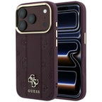 Guess Stripe Peony 4G Logo MagSafe dėklas iPhone 18 Pro Max / 17 Pro Max - Bordo -- iPhone 18 Pro Max / iPhone 17 Pro Max