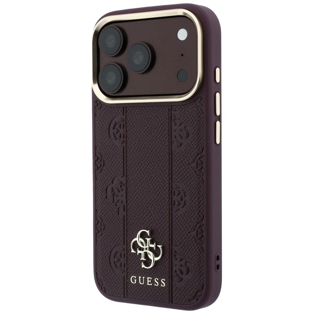 Guess Stripe Peony 4G Logo MagSafe dėklas iPhone 18 Pro Max / 17 Pro Max - Bordo -- iPhone 18 Pro Max / iPhone 17 Pro Max