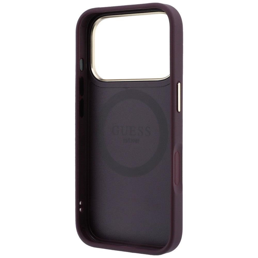 Guess Stripe Peony 4G Logo MagSafe dėklas iPhone 18 Pro Max / 17 Pro Max - Bordo -- iPhone 18 Pro Max / iPhone 17 Pro Max