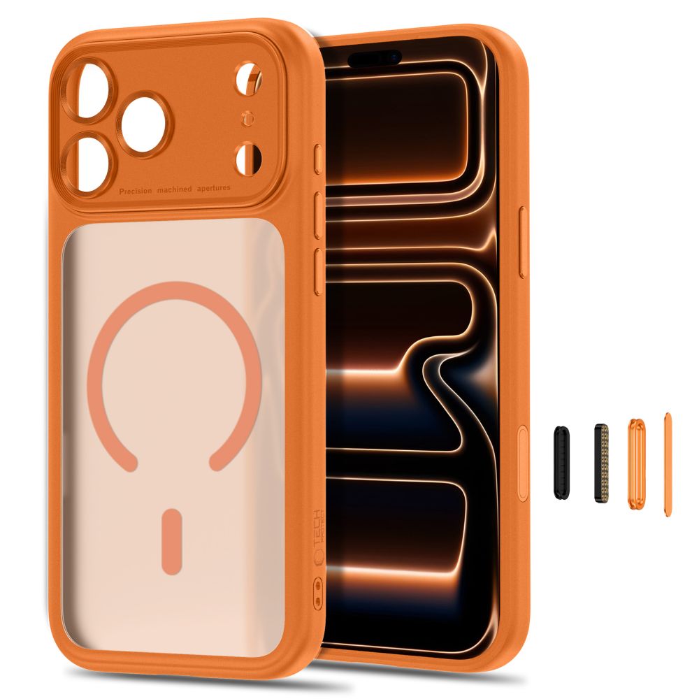 Tech-Protect MagPeak MagSafe CC dėklas Apple iPhone 18 Pro / 17 Pro - matinis oranžinis -- iPhone 18 Pro / iPhone 17 Pro