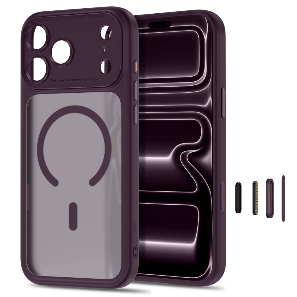 Tech-Protect MagPeak MagSafe CC dėklas Apple iPhone 18 Pro / 17 Pro - tamsiai raudona matinė -- iPhone 18 Pro / iPhone 17 Pro