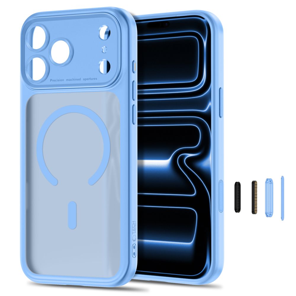 Tech-Protect MagPeak MagSafe CC dėklas Apple iPhone 18 Pro / 17 Pro - matinė šviesiai mėlyna -- iPhone 18 Pro / iPhone 17 Pro
