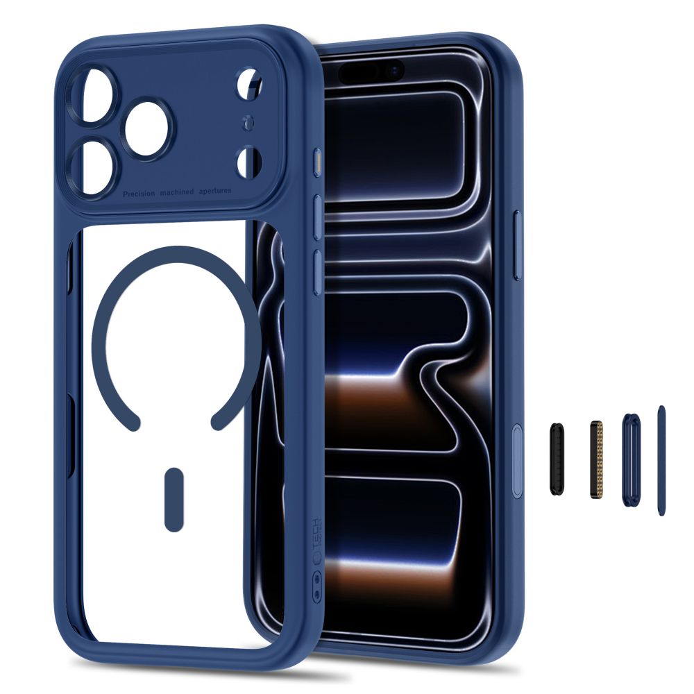 Tech-Protect MagPeak MagSafe CC dėklas iPhone 18 Pro Max / 17 Pro Max - Skaidrus tamsiai mėlynas -- iPhone 18 Pro Max /...