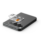 Grūdinto stiklo kameros apsauga Spigen Optik Pro GLAS.TR EZ FIT 2-Pack, skirta iPhone Duo - balta -- iPhone Duo